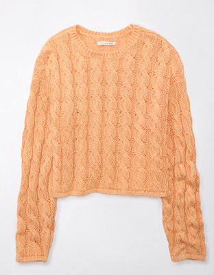 Ae cable knit crew neck sweater hot sale