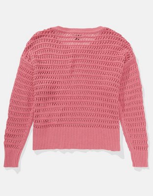 AE Crochet Long-Sleeve Sweater