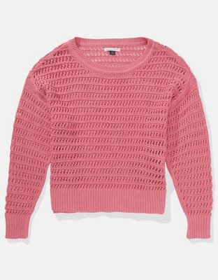 AE Crochet Long-Sleeve Sweater