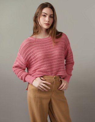 AE Crochet Long-Sleeve Sweater