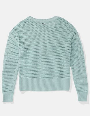 AE Crochet Long-Sleeve Sweater
