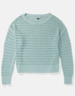 AE Crochet Long-Sleeve Sweater