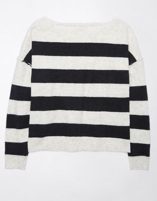 AE Whoa So Soft Striped Ballet-Neck Sweater