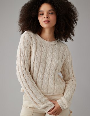 AE Cropped Cable-Knit Sweater