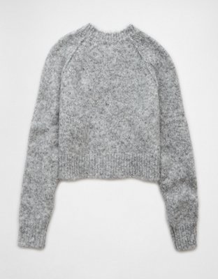 AE Cropped Crew Neck Bow Sweater