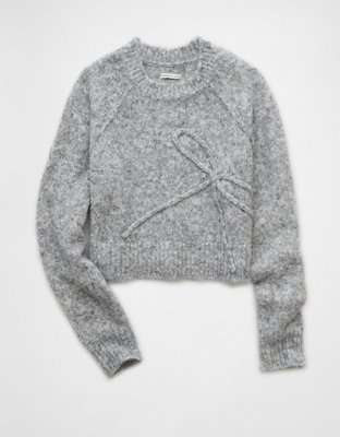 AE Cropped Crew Neck Bow Sweater