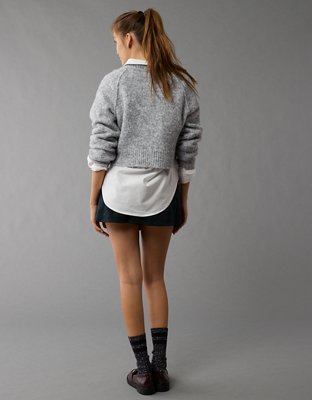 AE Cropped Crew Neck Bow Sweater