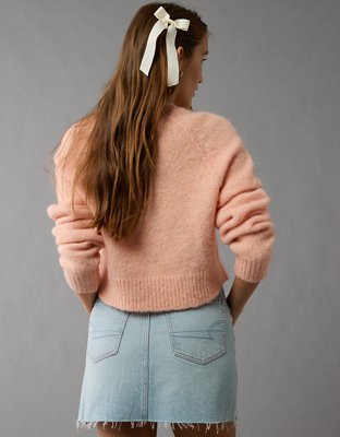 AE Cropped Crew Neck Bow Sweater