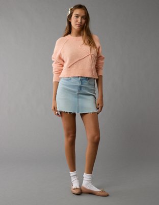 AE Cropped Crew Neck Bow Sweater