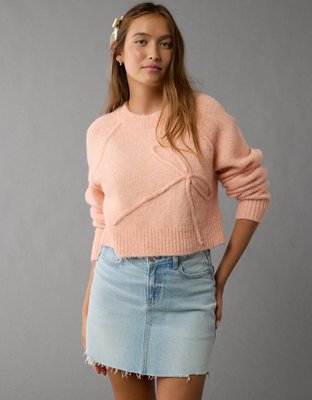 AE Cropped Crew Neck Bow Sweater