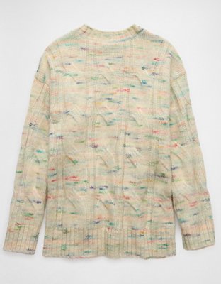 Pull Col Rond American Eagle AE Whoa So So Soft – XS – Noir Et Beige Motif Animal