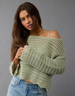 Chandail en tricot ouvert à encolure ballerine AE