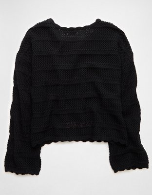 AE Cropped Crochet Sweater