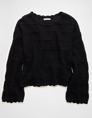 AE Cropped Crochet Sweater