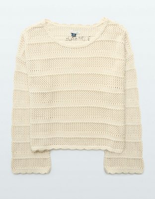 AE Cropped Crochet Sweater