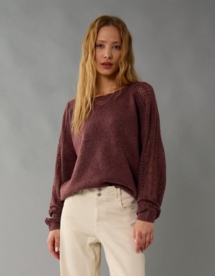 AE Whoa So Soft Lace Sweater | American Eagle