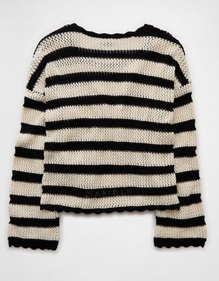 AE Cropped Crochet Sweater