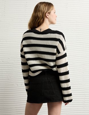 AE Cropped Crochet Sweater