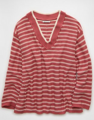 AE Big Hug V-Neck Sweater Women's Peach XS