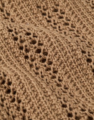 AE Cropped Crochet Boatneck Sweater