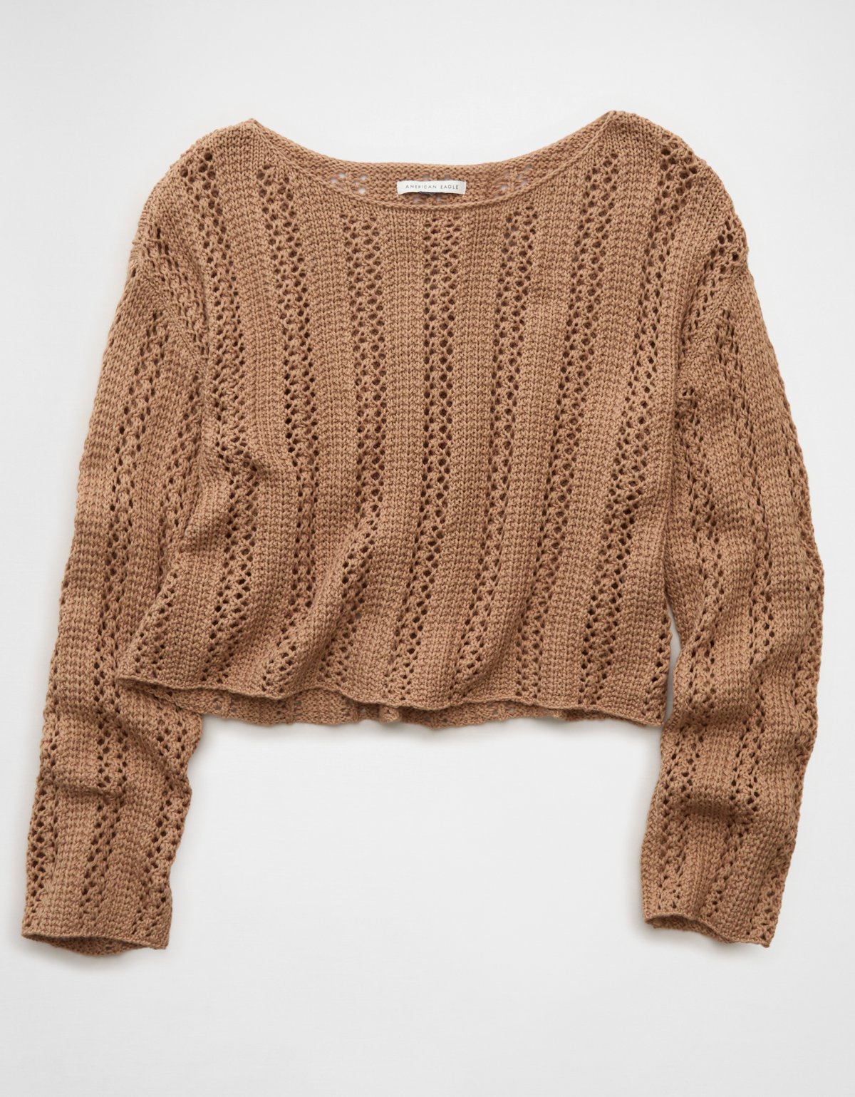 AE Cropped Crochet Boatneck Sweater - image 3