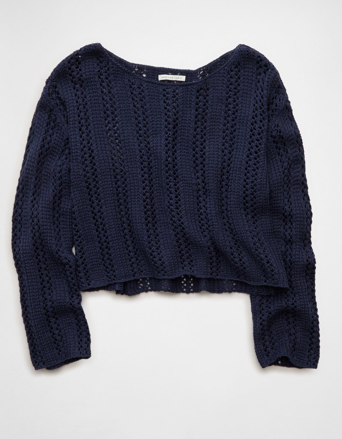 AE Cropped Crochet Boatneck Sweater - image 3