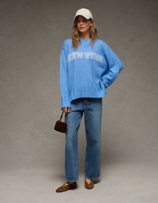 AE Oversized Faux Mohair Wide Cuff Sweater | American Eagle