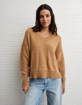 AE Striped Boat Neck Mini Sweater Dress | American Eagle