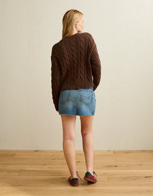 AE Cropped Cable Knit Sweater