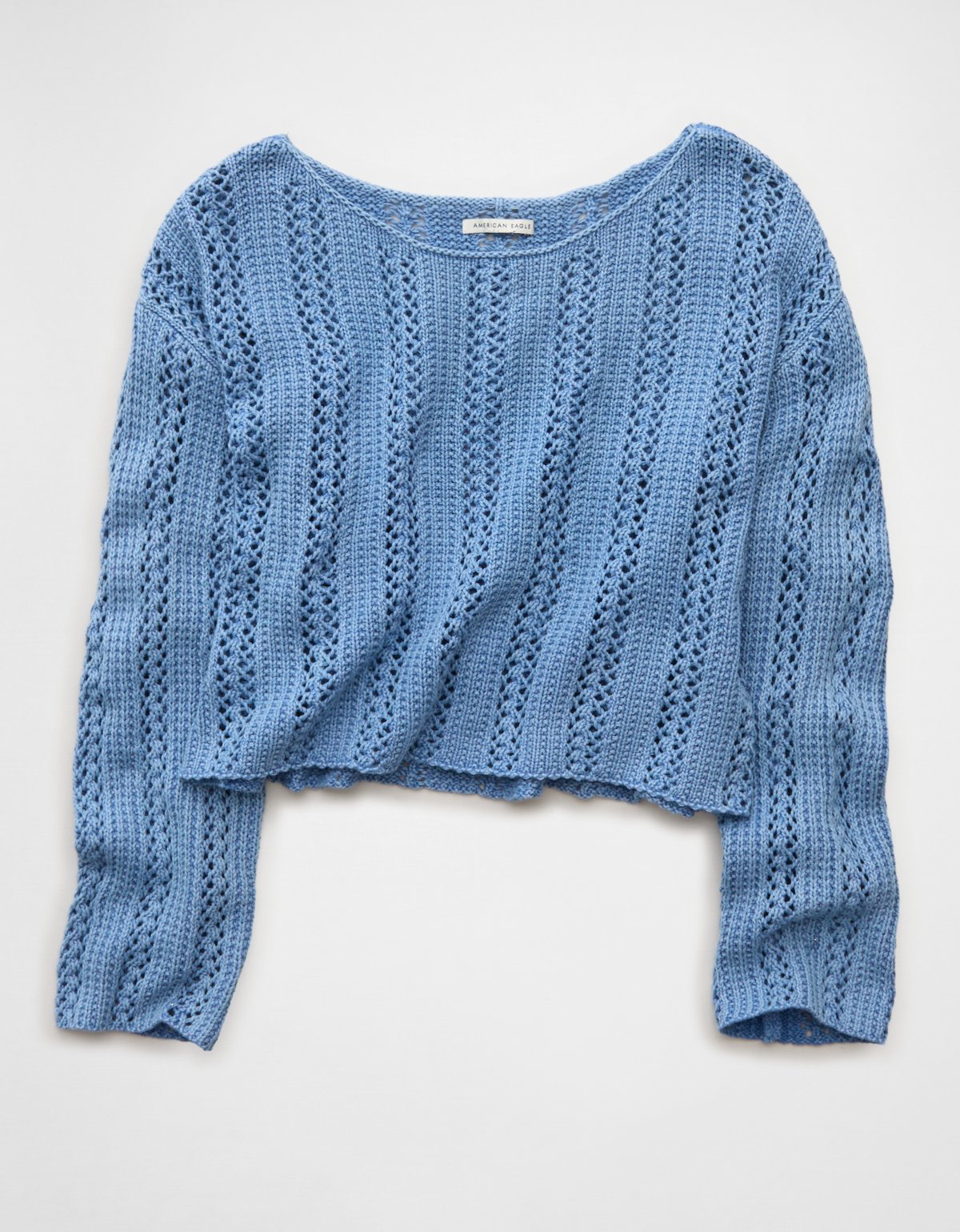 AE Cropped Crochet Boatneck Sweater - image 4