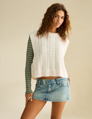 Женский жилет American Eagle AE Whoa So Soft Cable Knit, цвет: Меловой — фото 7