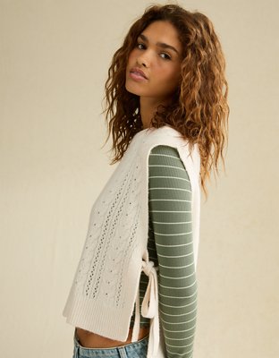 Женский жилет American Eagle AE Whoa So Soft Cable Knit, цвет: Меловой — фото 9