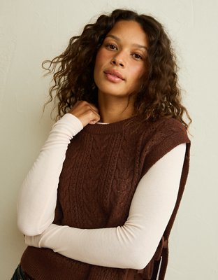 AE Whoa So Soft Cable Knit Vest | American Eagle