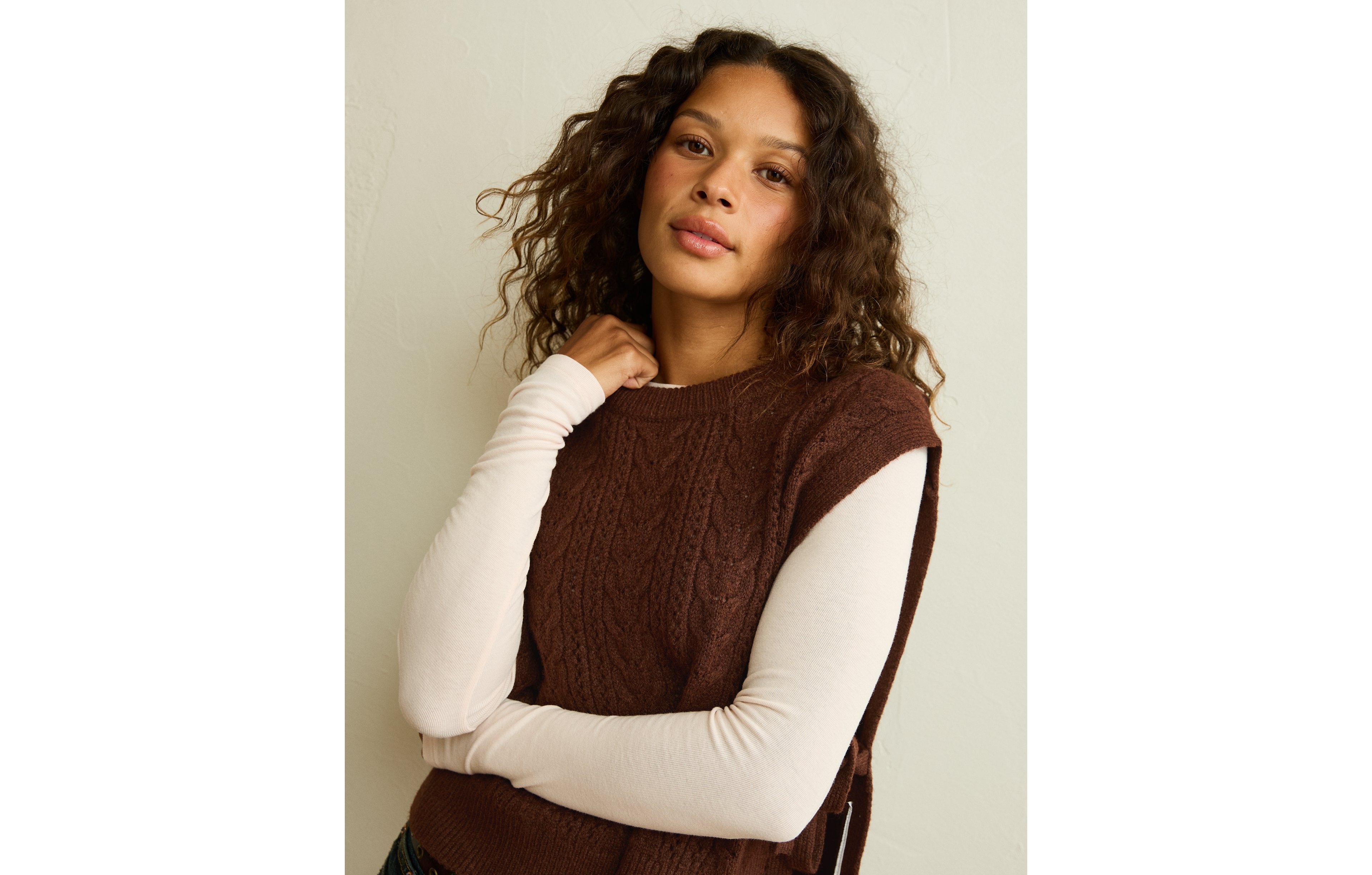 AE Whoa So Soft Cable Knit Vest