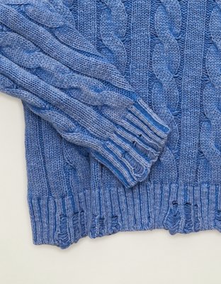 AE Cropped Cable Knit Sweater