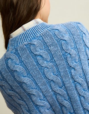 AE Cropped Cable Knit Sweater
