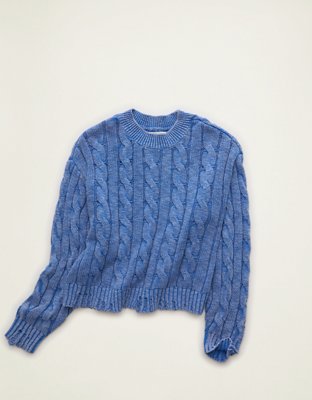 AE Cropped Cable Knit Sweater
