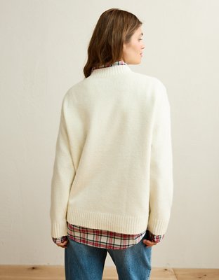 Женский свитер American Eagle AE Whoa So Soft Bear Oversized, цвет: Кремовый — фото 2