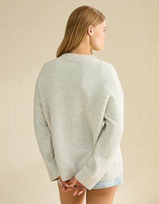 Женский свитер American Eagle AE Whoa So Soft Snoopy Graphic Oversized Sweater, цвет: Меланжевый морозный — фото 2