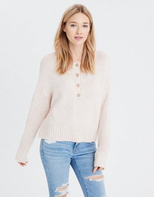 ae cropped rib knit pullover sweater