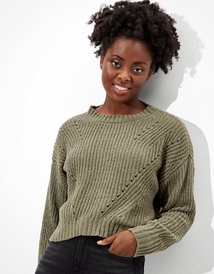 chenille crew neck sweater