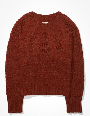 AE Cable Knit Crew Neck Sweater