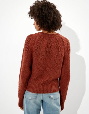 AE Cable Knit Crew Neck Sweater