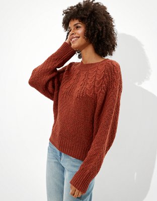 AE Cable Knit Crew Neck Sweater