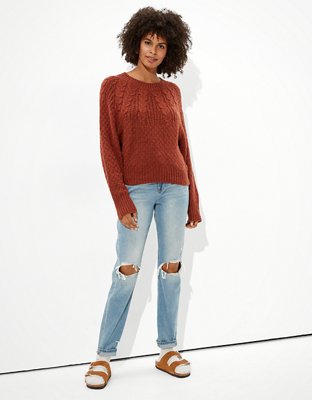 AE Cable Knit Crew Neck Sweater