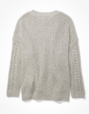 Женские свитеры American Eagle AE Oversized Pointelle Sleeve Crew Neck Sweater — фото 4