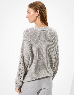Женские свитеры American Eagle AE Oversized Pointelle Sleeve Crew Neck Sweater — фото 2