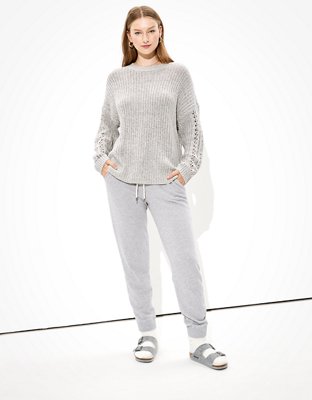 Женские свитеры American Eagle AE Oversized Pointelle Sleeve Crew Neck Sweater — фото 5