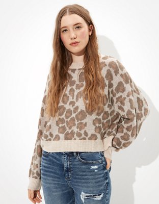 animal print crew neck sweater