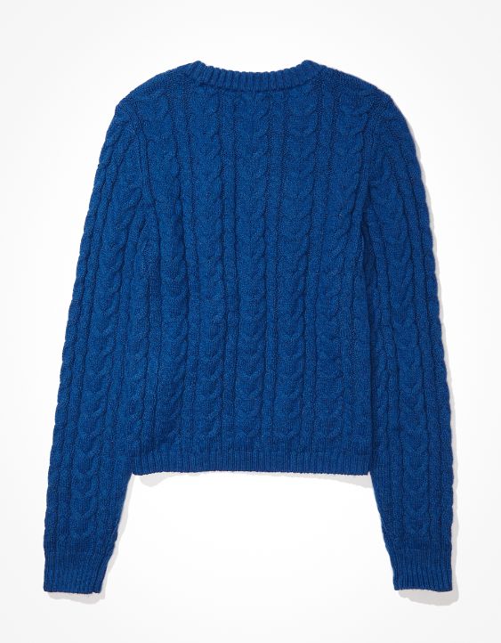 AE Cropped Cable Knit High-Rise Sweater